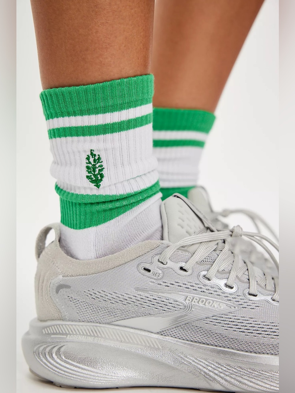 NWT Free People Spring Break Prep Socks ~ Green White ~ One Size - Picture 3 of 7